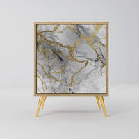 SIDEBOARD TIMELESS GLIDE, Eichefarben, 57,5x42x75,5 cm, Goldfarbene Metallfüße - Eichefarben/Goldfarben, Holzwerkstoff/Metall (57.5/75.5/42cm) - SpaceRebels