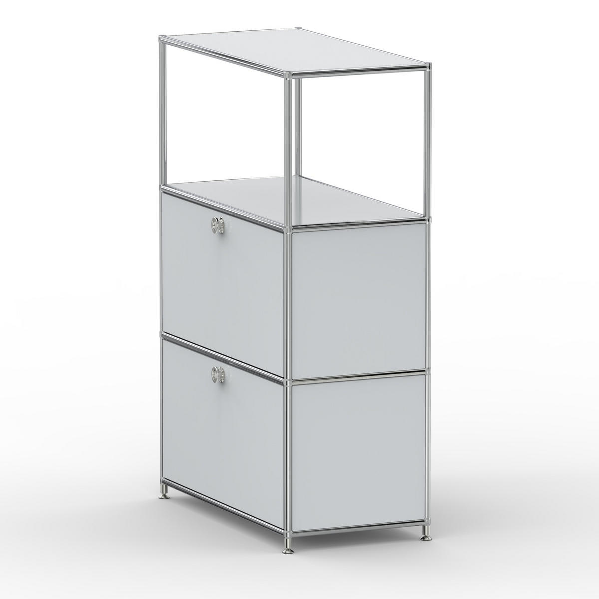 HOCHSCHRANK, 1 offenes Fach, 2 Klappen, Breite 77 cm, Lichtgrau - Chromfarben/Silberfarben, Metall (40/118/77.2cm) - Versee
