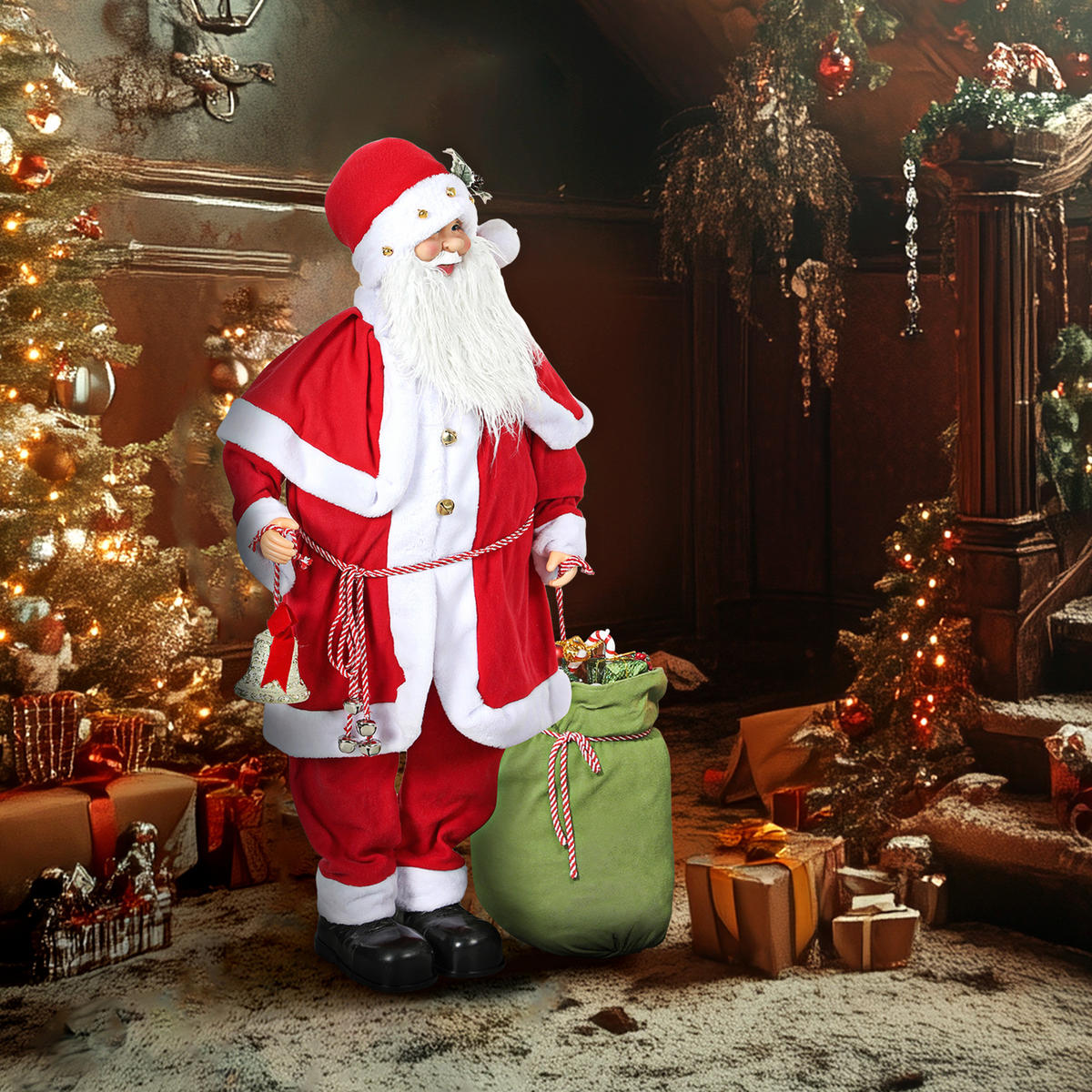 WEIHNACHTSMANNFIGUR Rot 21.0/55.0/140.0 cm - Rot, Textil (21/140/55cm)