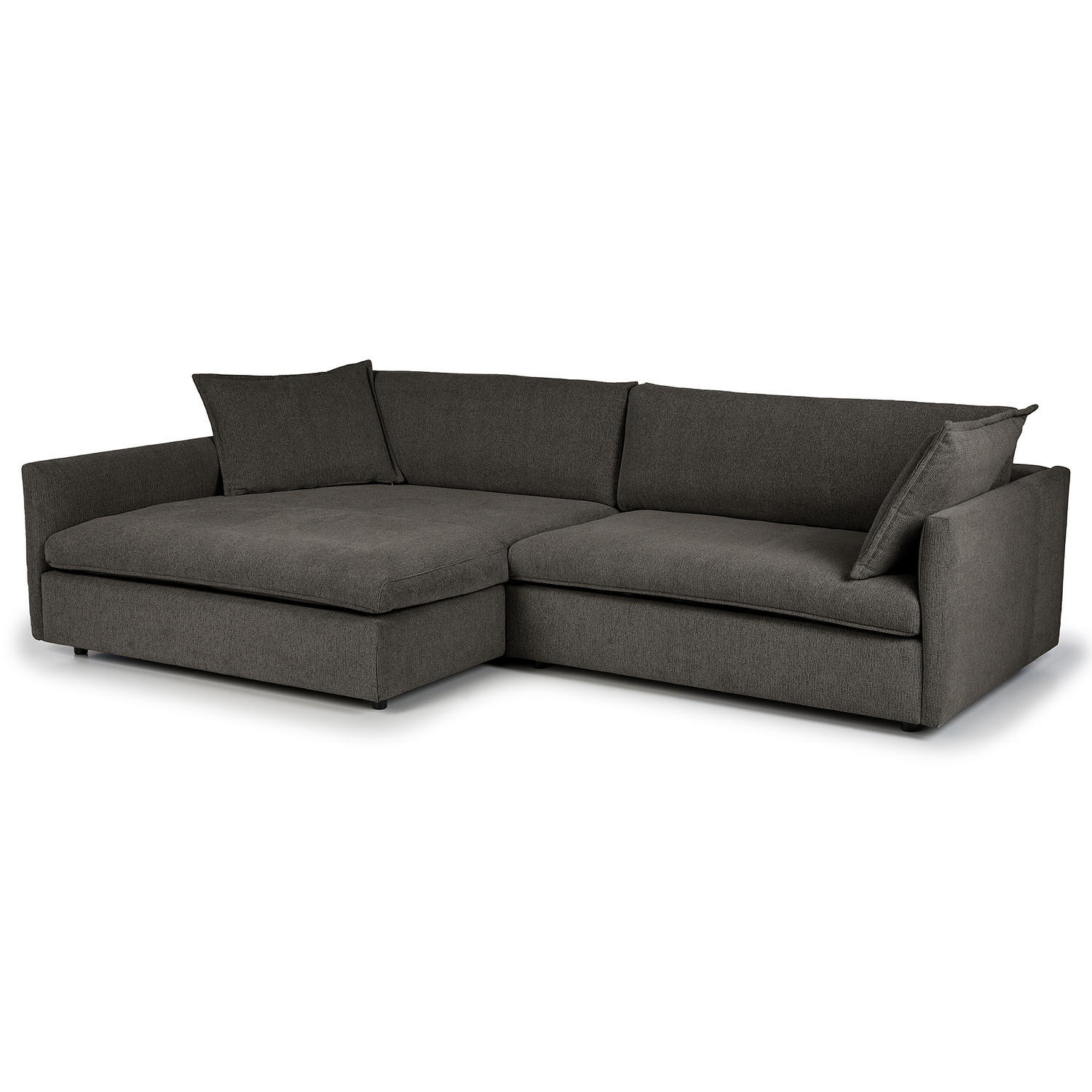 ECKSOFA mit Longchair - Anthrazit/Schwarz, Kunststoff/Textil (290/183cm) - home24