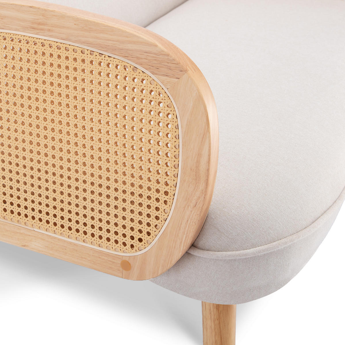 2-SITZER-SOFA Rosi Bohemian aus Korbgeflecht und beigem Leinen - Beige/Akaziefarben, Holz/Holzwerkstoff (125/83/79cm) - Sicaan