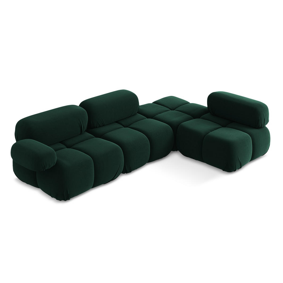 ECKSOFA Rechts Samt Stoff Grün - Blau/Dunkelgrün, Kunststoff/Textil (285/190cm) - LaMiaSofa