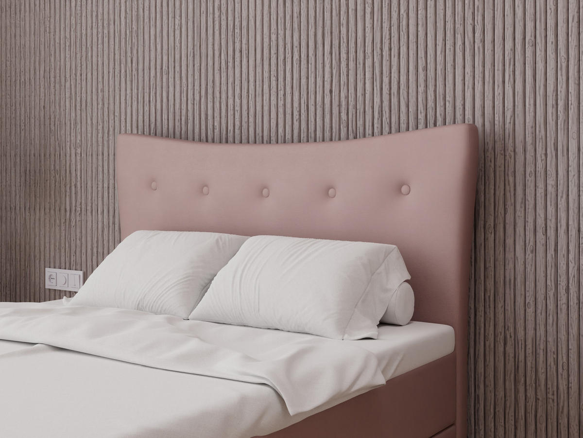 BOXBETT Nevada 120x200 cm Polsterbett mit hochwertiger Bonell-Matratze und Topper - rosa - Rosa, Holz (120/200cm) - Panda Möbel
