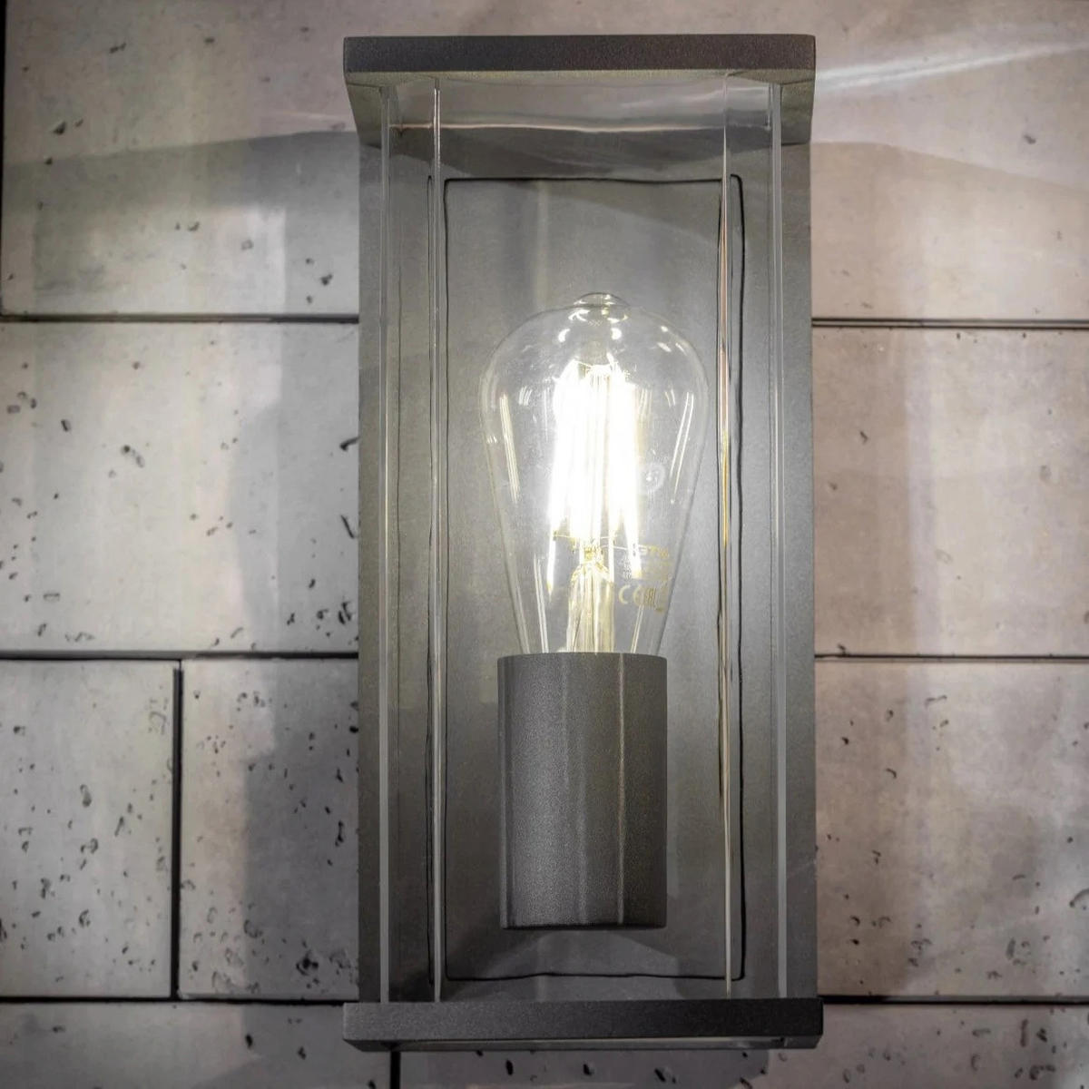 AUSSENWANDLEUCHTE Anthrazit Grau E27 Klarer Diffusor IP54 - Dunkelgrau/Anthrazit, Metall (12.5/26.5/14.5cm) - CGC Europe