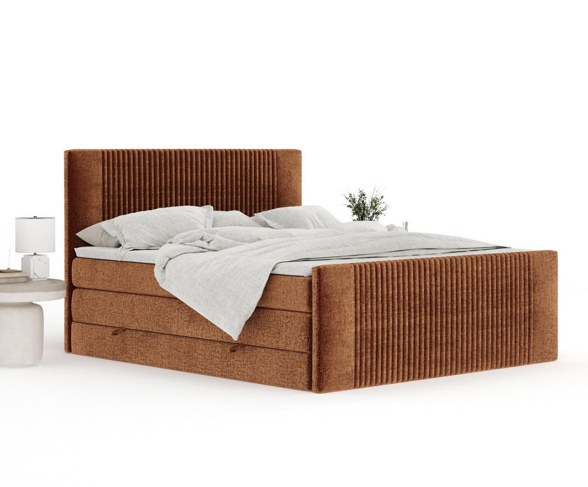 BOXSPRINGBETT Bergamo Kupferfarbe 140/200 cm - Schwarz/Kupferfarben, Holz/Holzwerkstoff (140/200cm) - Maison de Reve