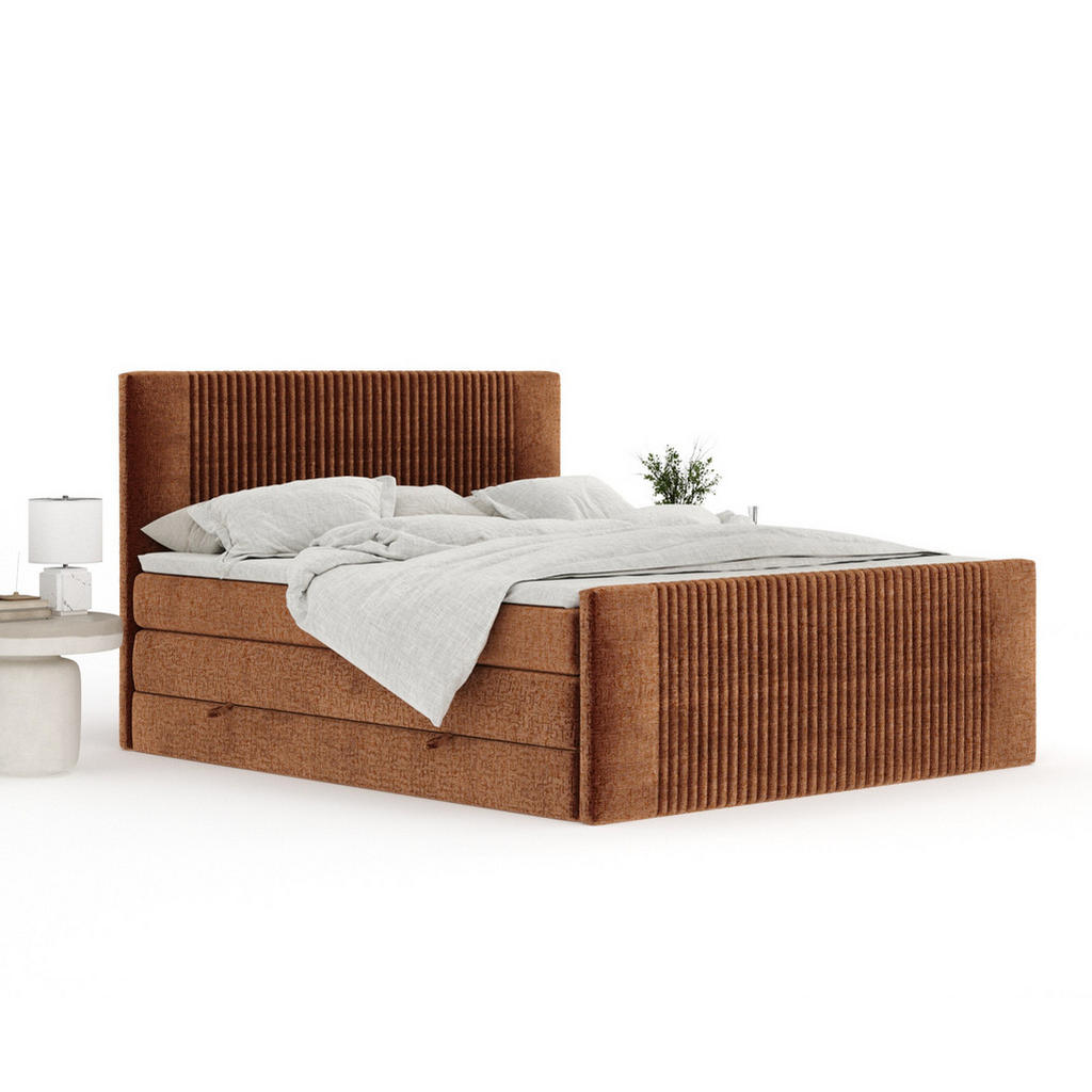 Thumbnail - Maison de Reve Boxspringbett, Kupfer, Textil, Buche, Kiefer, H3 + H4, 7-Zonen, Höhe ca. 40 cm, 180x200 cm, Handmade in E...
