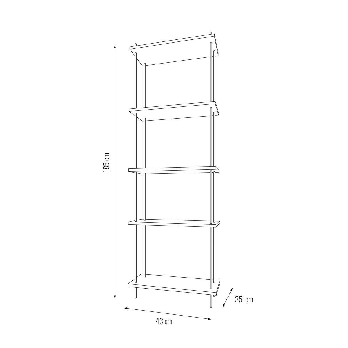 WANDREGAL DECO 185x43x35cm - Eiche San Remo, Metall (43/185/35cm) - AR Shelving