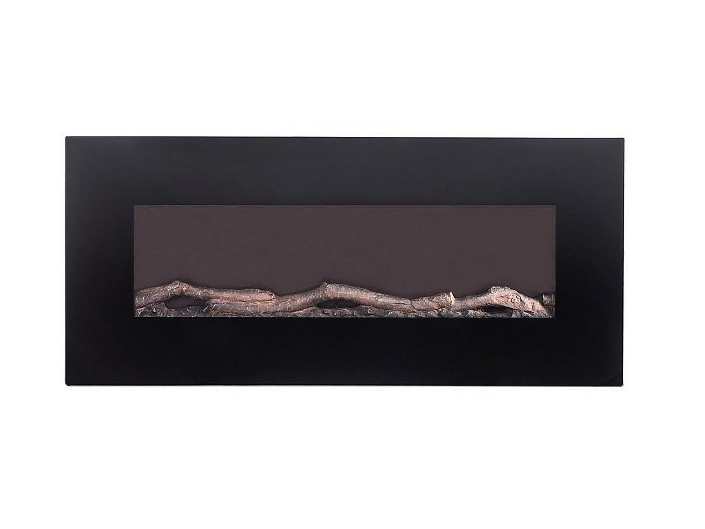 KAMIN - 110 cm x 14 cm - glas - schwarz Lalita - Schwarz, Glas/Metall (110/49/14cm) - Vente-Unique