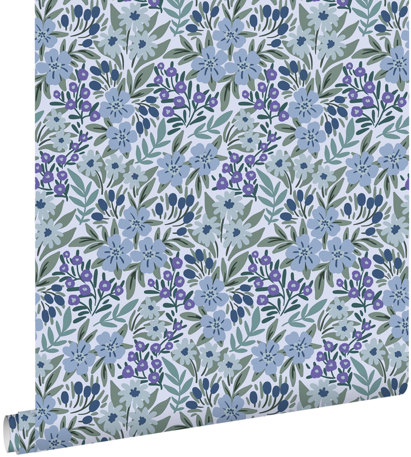 TAPETE Blumen 50 x 900 cm - Blau, Papier (50/900cm) - ESTAhome