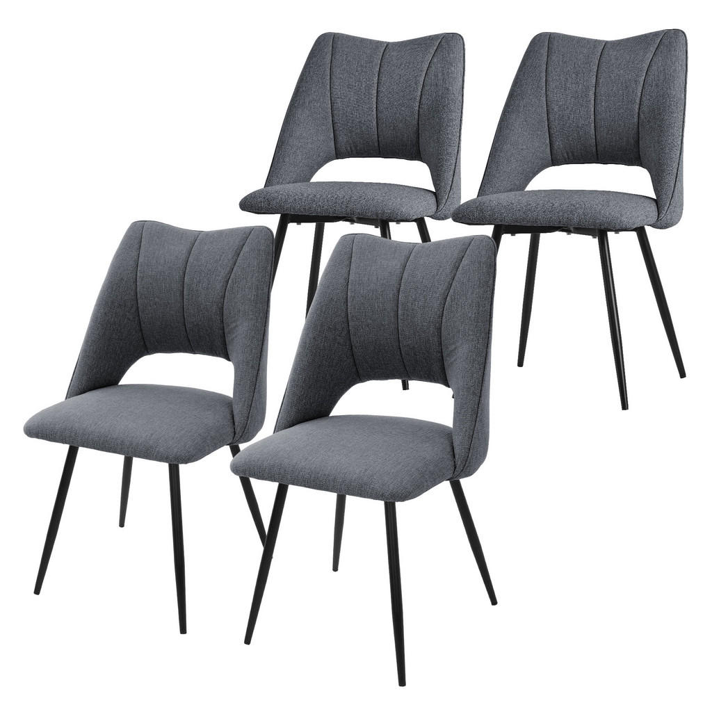 ML-DESIGN SADA 4 JÍDELNÍCH ŽIDLÍ Šedé látkové čalounění