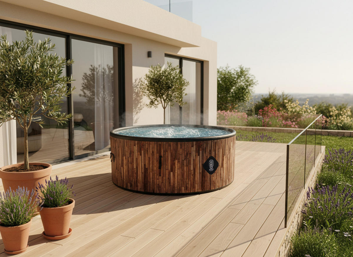 WHIRLPOOL Aufblasbar Bali 180 cm Durchmesser 1100 Liter Motor 2240 W Für bis zu 6 Personen - Braun, Kunststoff (180/70/70cm) - COCO SPA