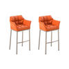 BARHOCKER 2er Set Lederlook orange - Edelstahlfarben/Orange, Textil/Metall (64/110/48cm) - CLP