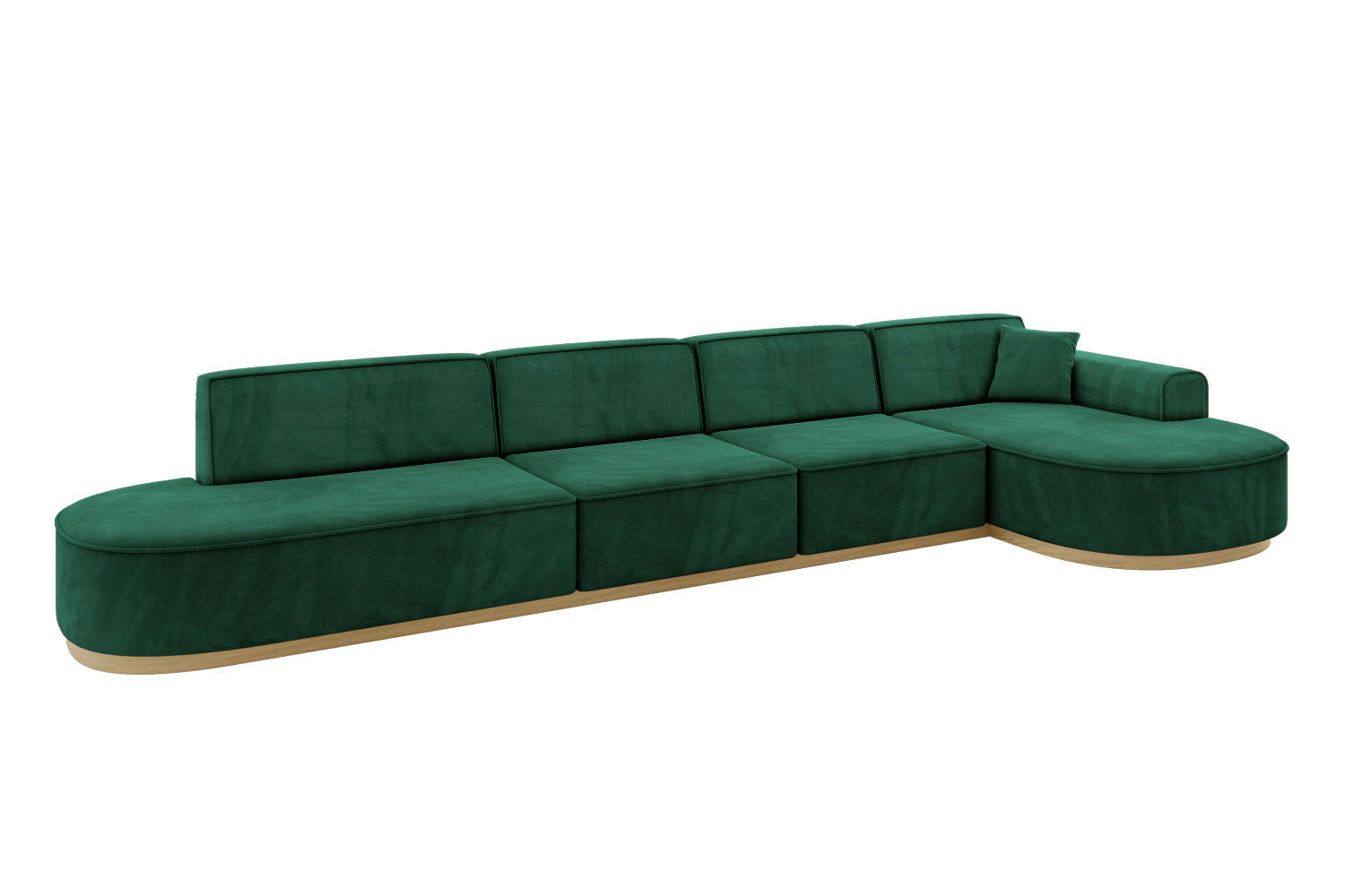 ECKSOFA Ottomane Rechts MARI-L3-v2 - 413x171x83 cm Grün Velours - Grün, Holzwerkstoff/Textil (171/413cm) - ALTDECOR