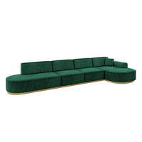 ECKSOFA Ottomane Rechts MARI-L3-v2 - 413x171x83 cm Grün Velours - Grün, Holzwerkstoff/Textil (171/413cm) - ALTDECOR