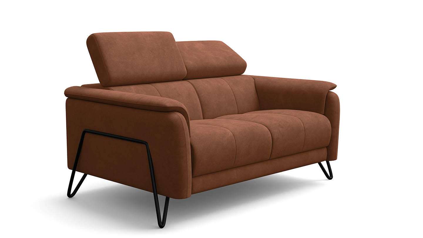 SOFA RODEN 2-Sitzer, braun, Veloursstoff - Braun, Holz/Textil (152/82/103cm) - Wozimo