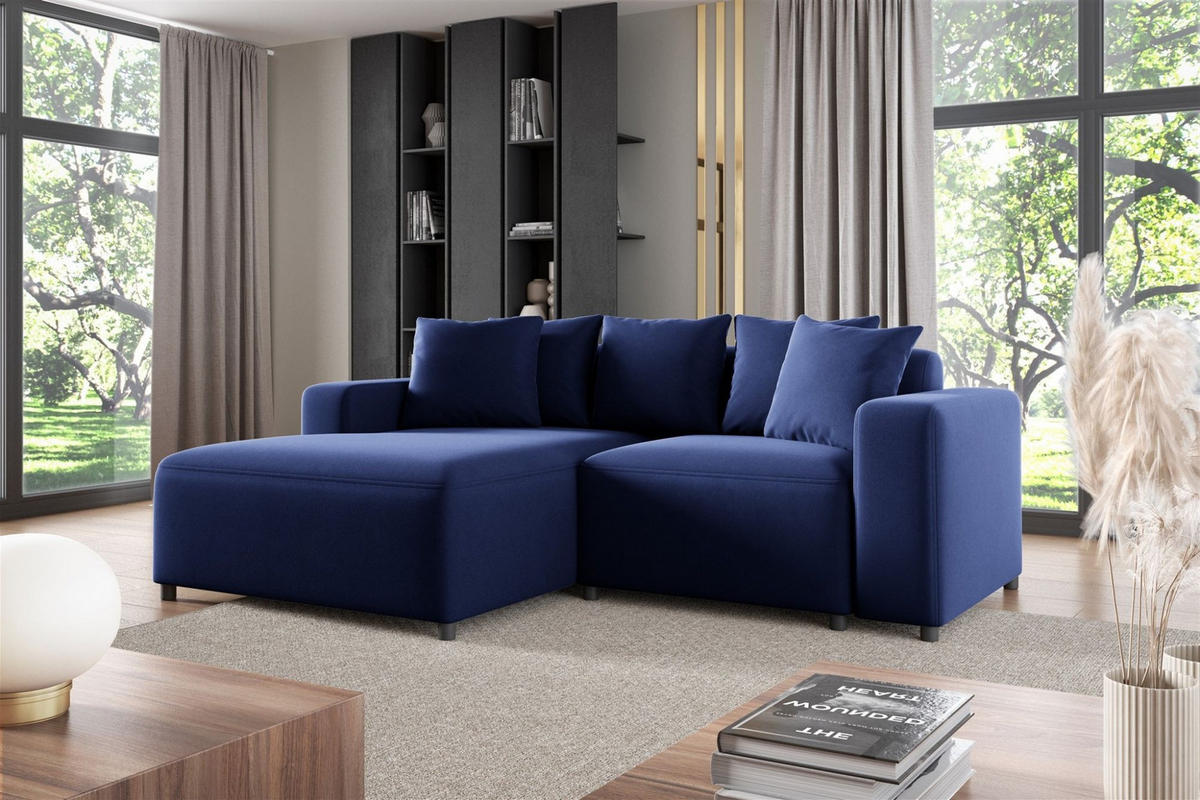 ECKSOFA Megan Xs In Salvador - Dunkelblau, Holzwerkstoff/Textil (240/165cm) - Fun Möbel