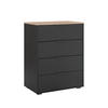 KOMMODE Betti Anthrazit 120 x 83.6 cm mit 4 Schubladen - Anthrazit/Sonoma Eiche, Holzwerkstoff (30/83.6/120cm) - Vicco