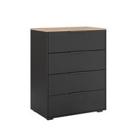 KOMMODE Betti Anthrazit 120 x 83.6 cm mit 4 Schubladen - Anthrazit/Sonoma Eiche, Holzwerkstoff (30/83.6/120cm) - Vicco