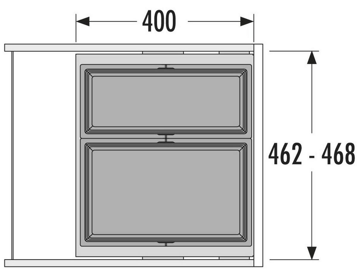 EINBAUMÜLLEIMER Hailo Cargo Küche Schrank 50cm Frontauszug selbstschließend - Grau, Kunststoff (46.8/42.4/40.5cm) - Hailo