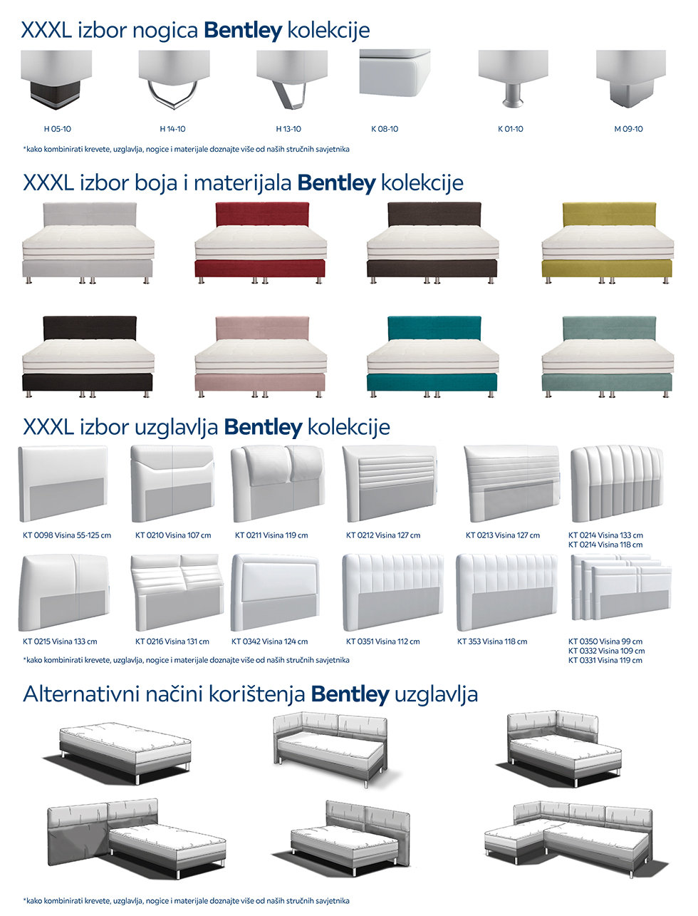 nogice, boje i uzglavlja boxspring kreveta