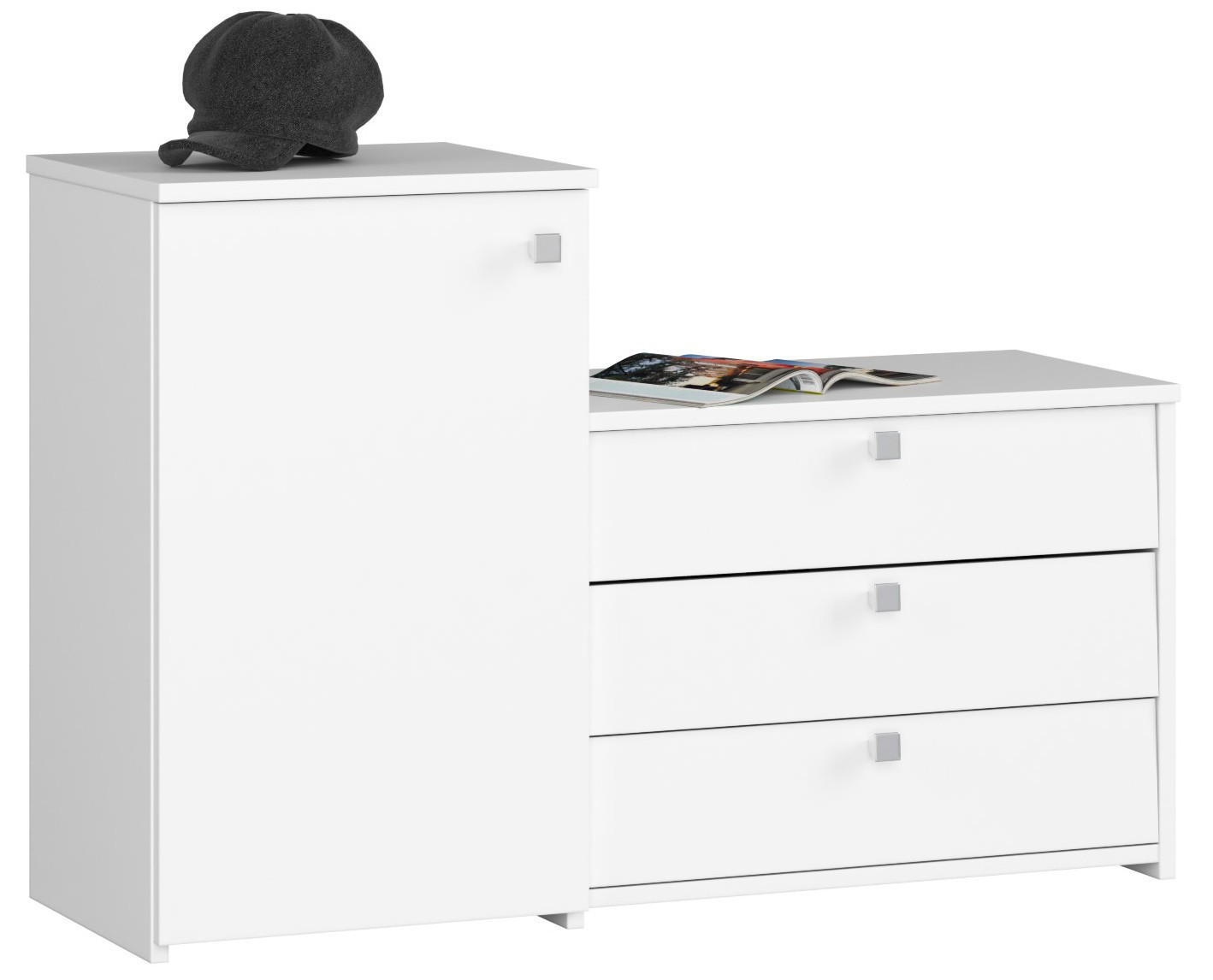 SCHUHSCHRANK SET 2-tlg Weiß 98.4x33x68 cm - Silberfarben/Weiß, Holzwerkstoff/Metall (98.4/68/33cm) - Akord