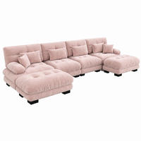 SOFA modular U- oder L-Form Chenille Pink mit beweglichen Ottomans - Pink, Kunststoff (145/81/406cm) - Meubliv