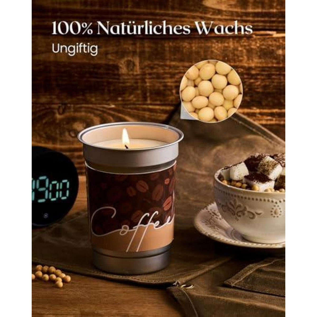 DUFTKERZE Caramel Macchiato 460g Sojawachs vegan Brenndauer bis 99 Std. - Braun, Glas (7cm)