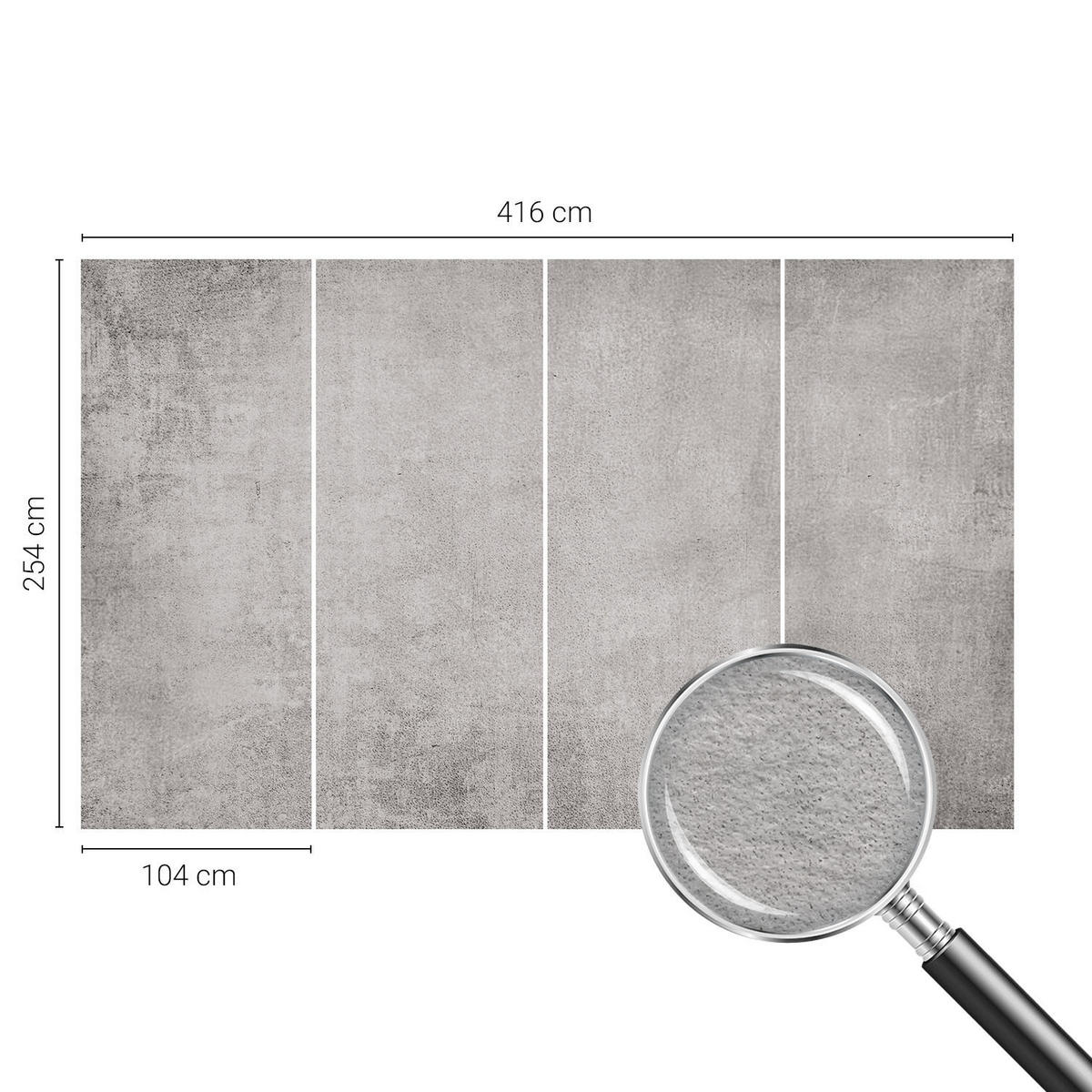FOTOTAPETE 416x254 cm - Betonmuster - Grau, Textil (416/254cm) - Wallfluent
