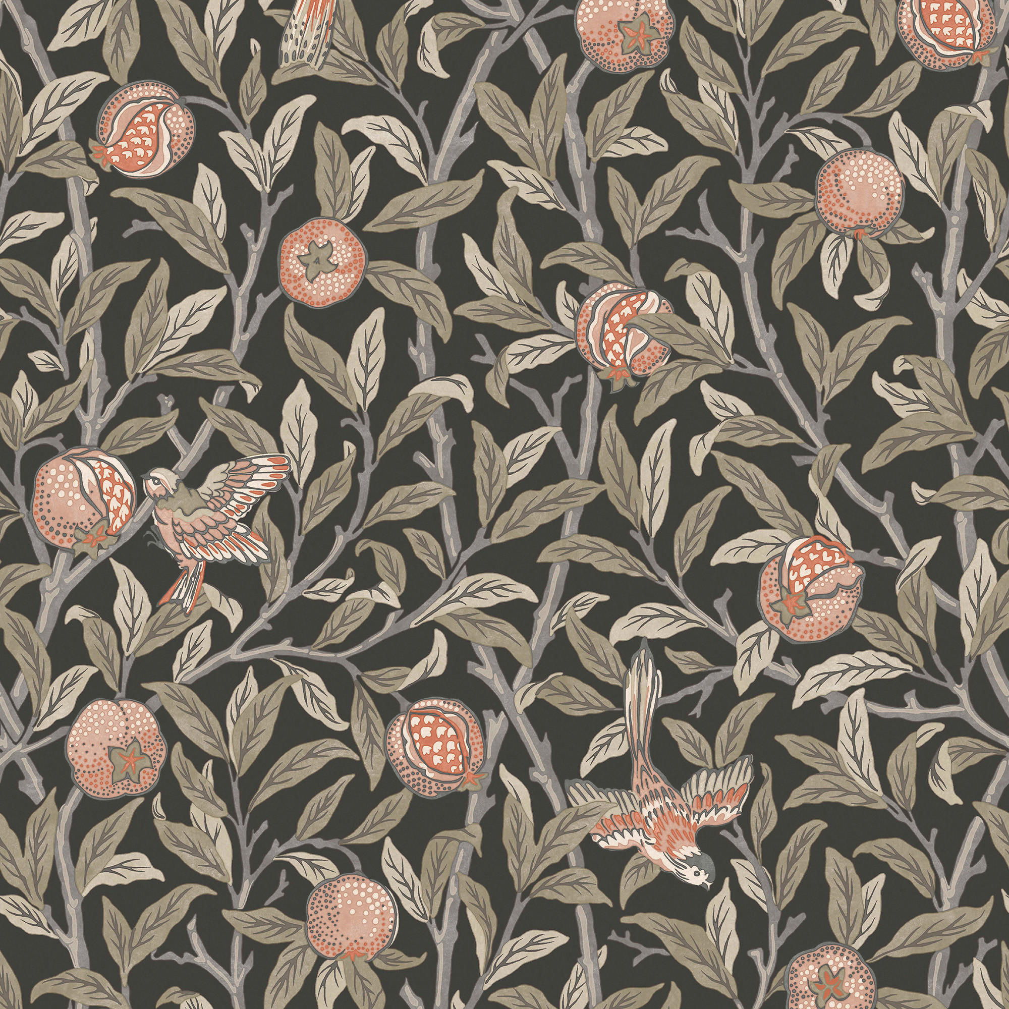 William Morris at Home Vliestapete Schwarz 52x1000 cm