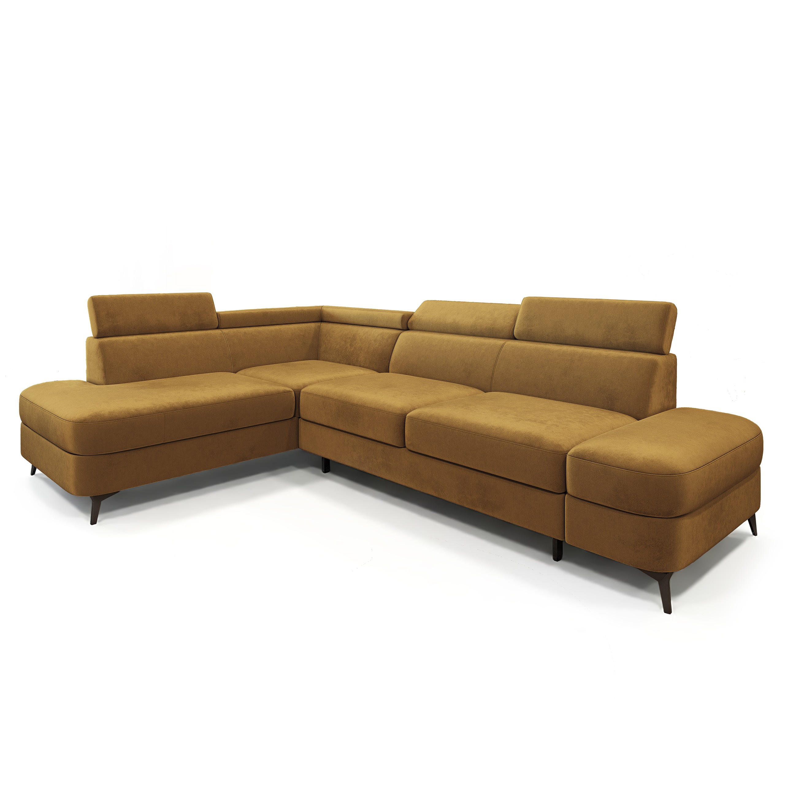 ECKSOFA AVISE M L-S Gelb Velours-Stoff mit Schlaffunktion - Gelb, Holzwerkstoff/Textil (268/195cm) - MASSENO