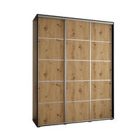 SCHWEBETÜRENSCHRANK 235,2/190/60 3-türig - Silberfarben/Schwarz, Holz/Metall (190/235/60cm) - Abiks Möbel