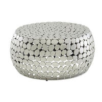 COUCHTISCH Aluminium Silber, Handgefertigtes Unikat, Stilvolles Design - Silberfarben, Metall (66/66/32cm) - KADIMA DESIGN