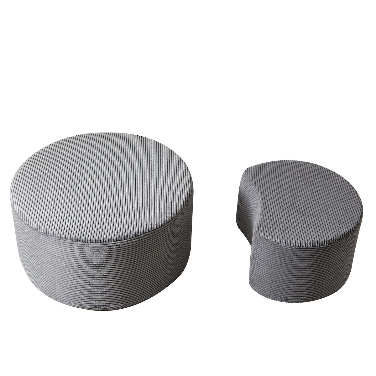 COUCHTISCH 2er-Set Gepolstert Rund - Grau, Textil (127/81/40cm)