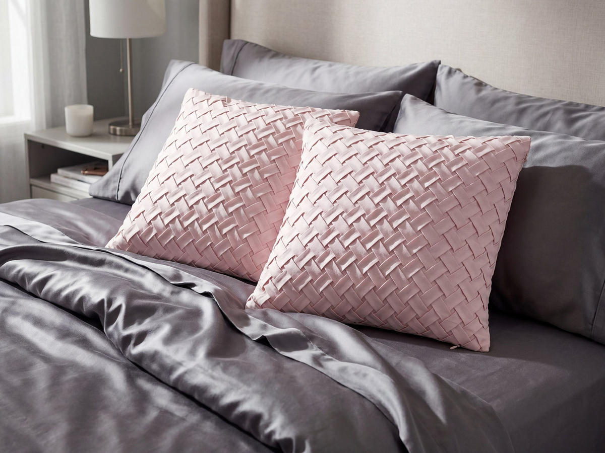 DEKOKISSEN 2er-Set Pastellrosa 45/45 cm Tithonia - Pink, Textil (45/45cm) - Beliani