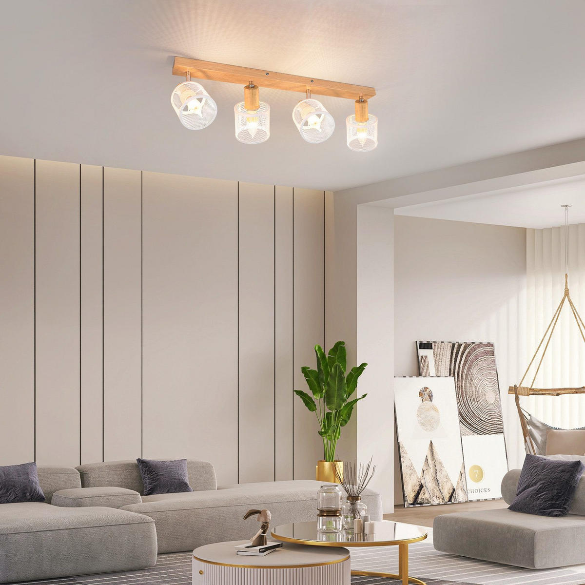 STRAHLER Gisela 4-flammig 60/10/14 cm - Weiß, Metall (60/10/14cm) - Nettlife