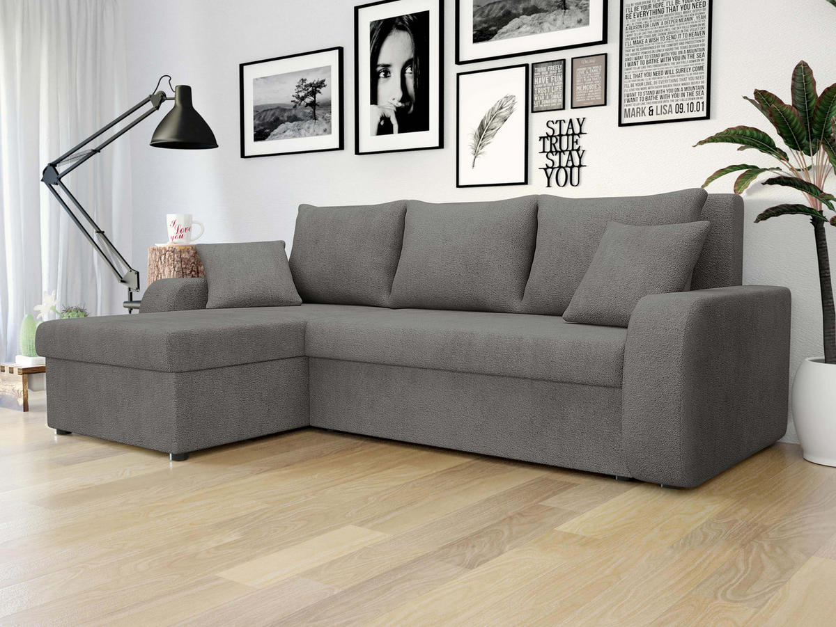 ECKSOFA Kris Lux - Greige/Schwarz, Holz/Kunststoff (238/147cm) - MIRJAN24