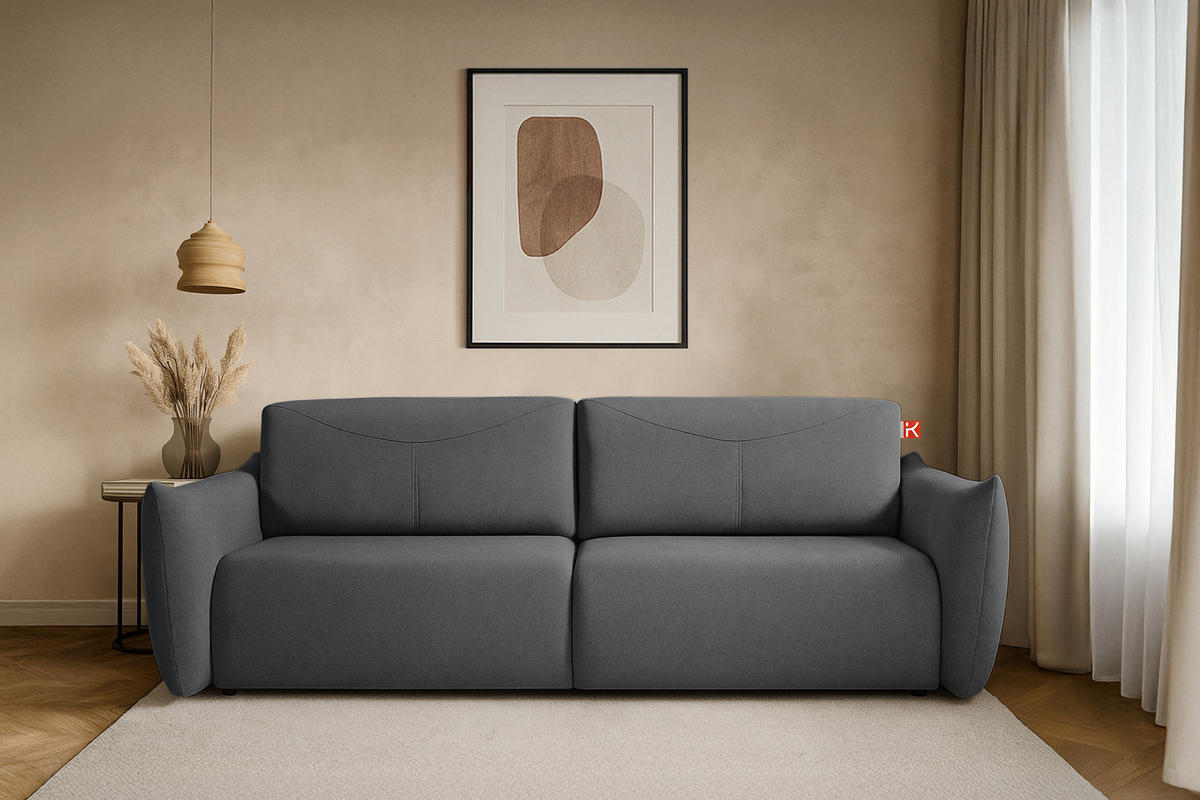 3-SITZER-SOFA LAVIS, Graphit - Dunkelgrau, Holz/Textil (242/87/111cm) - KONSIMO®