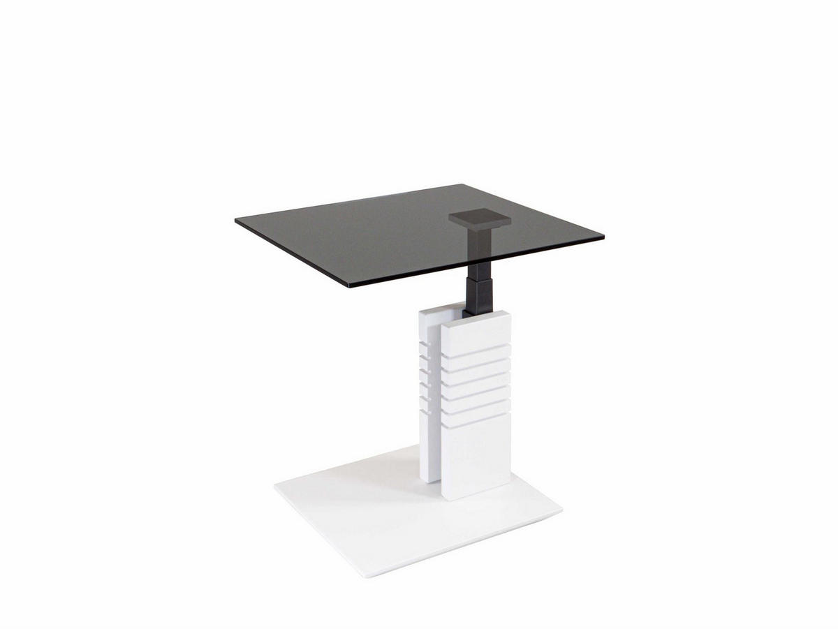 BEISTELLTISCH höhenverstellbar Cloe 55x47x47 Parsolglas Weiß/Grau - Weiß/Grau, Glas (55/47/47cm) - 58aufmkessel