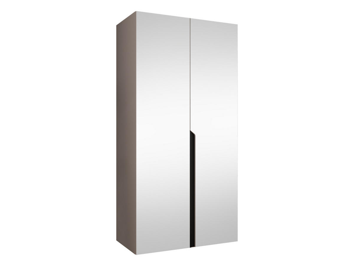 DREHTÜRENSCHRANK Mila III 100 - Kaschmir/Schwarz, Holzwerkstoff/Kunststoff (100/202/52cm) - MIRJAN24