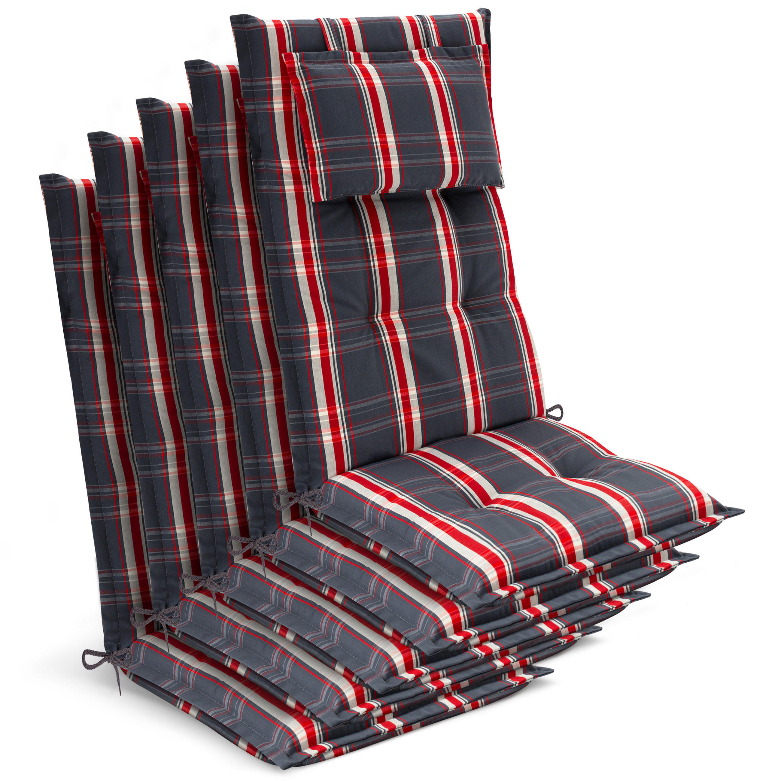 HOCHLEHNER Highlux HL 120x52x7cm Grau-Rot-Kariert (5tlg) - Rot, Textil (52/120cm) - Beautissu 