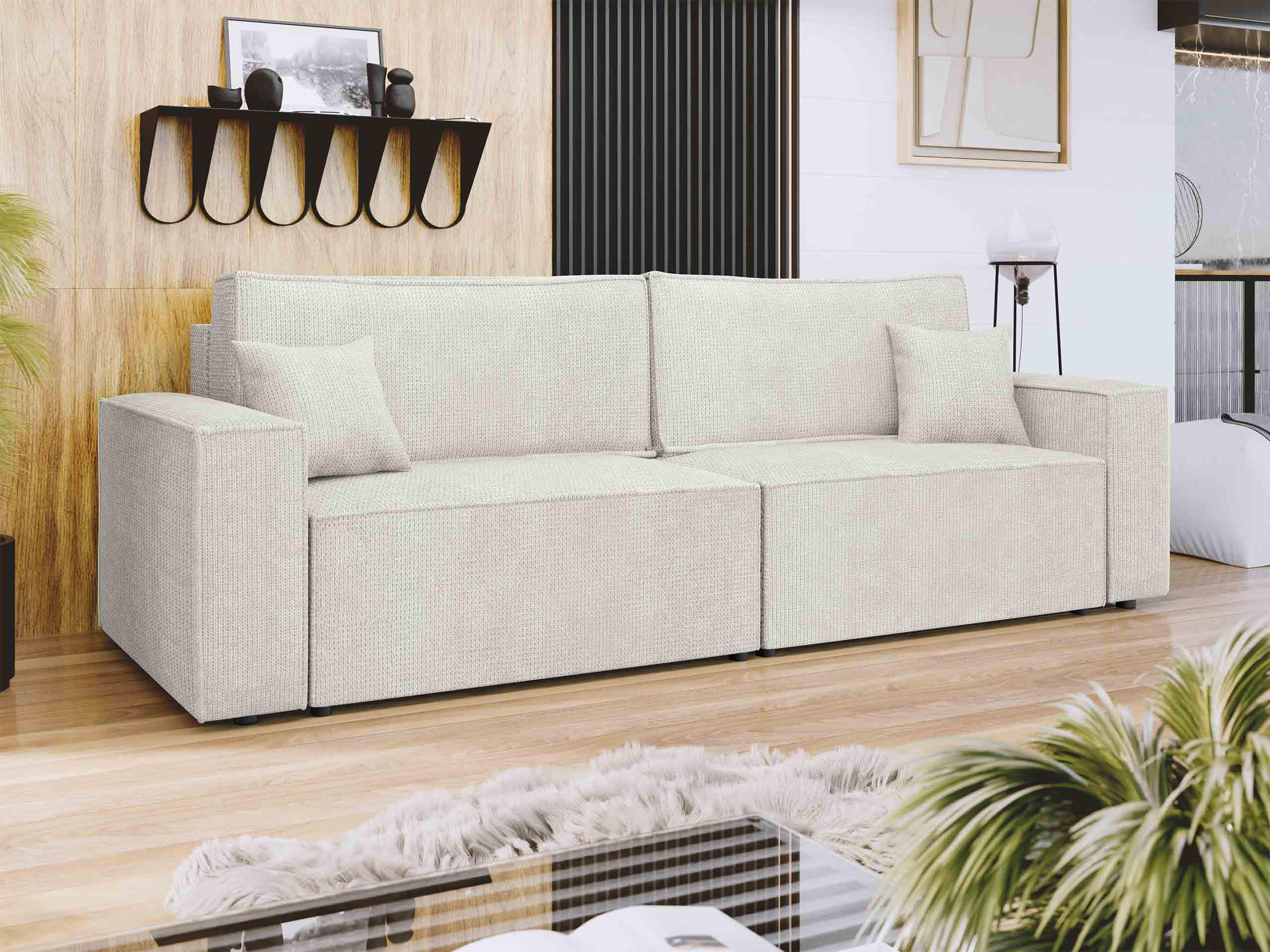 SCHLAFSOFA Karl - Creme/Schwarz, Holz/Kunststoff (245/82/90cm) - MIRJAN24