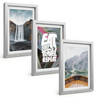 BILDER SET 3er Set - 20x30 cm Silberner Rahmen - Wasserfall Berge Natur Boot - Silberfarben, Kunststoff (20/30cm) - TULUP