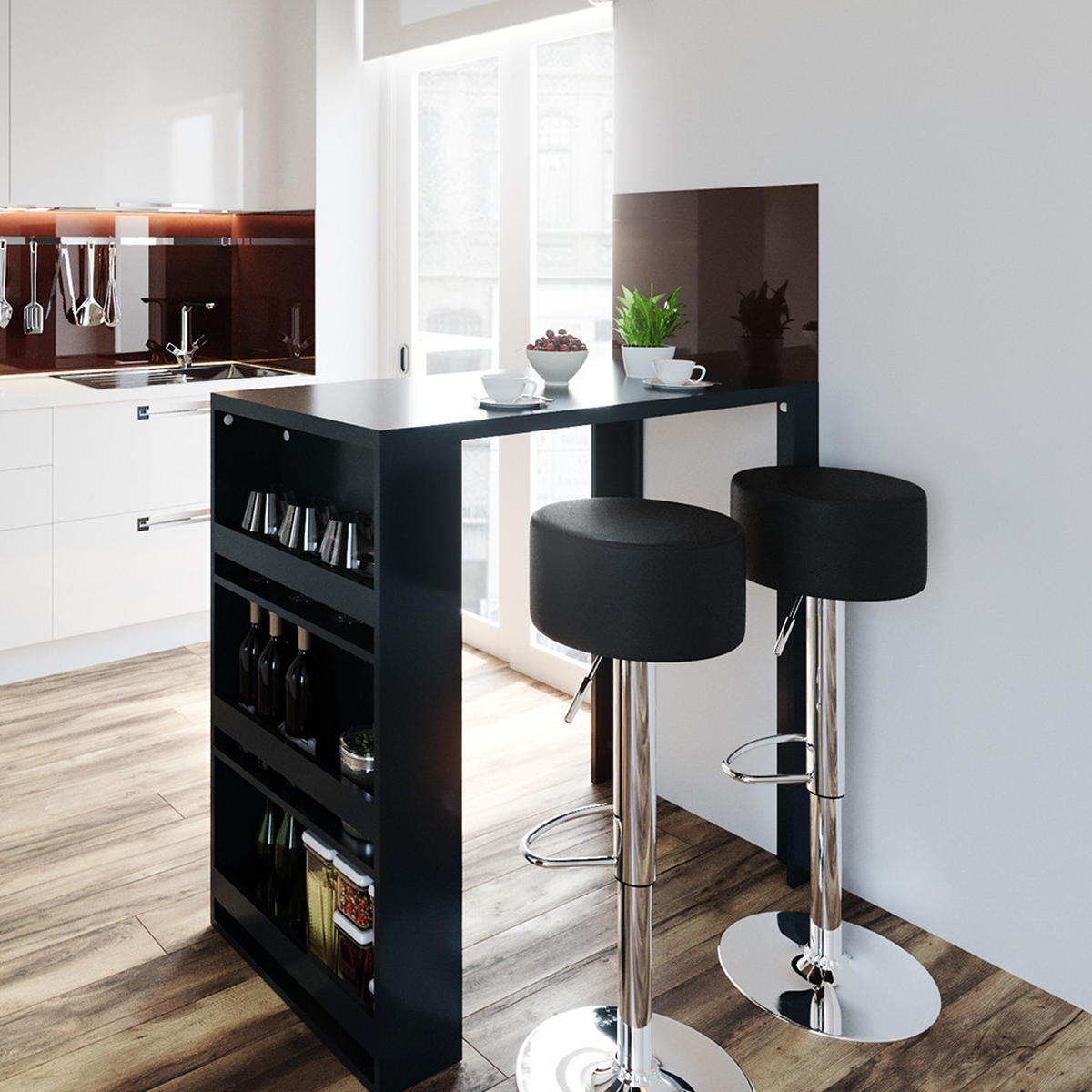 BARTISCH Anthrazit 57 x 117 cm - Anthrazit, Holzwerkstoff (57/106/117cm) - Vicco