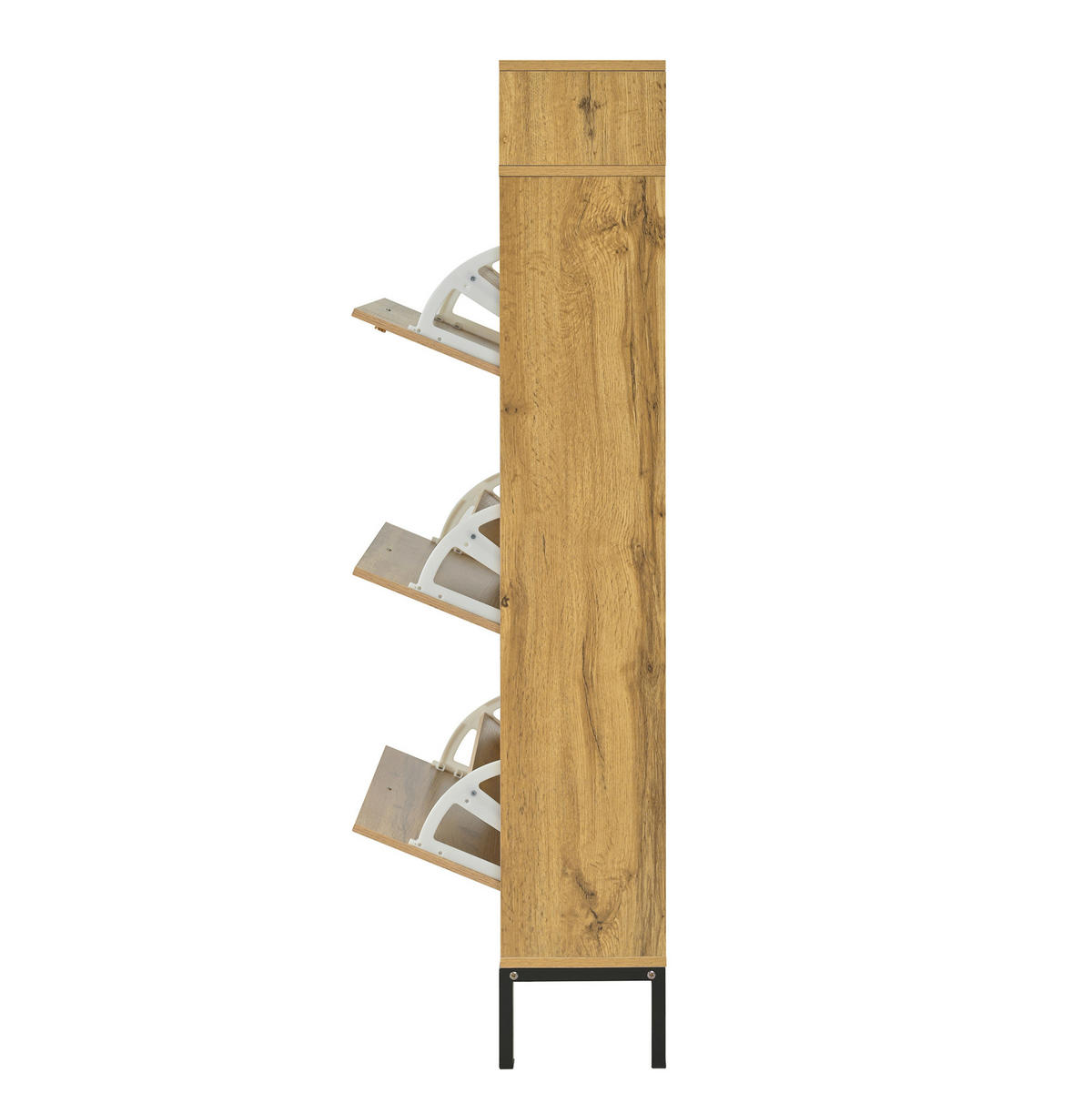SCHUHSCHRANK aus MDF 63x24x147cm in Natur mit 3 Klappen - Naturfarben, Holzwerkstoff (63/147/24cm) - Modfu
