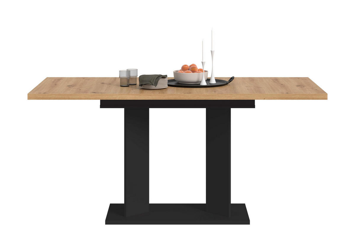 ESSTISCH GUSTAV (B/H/T: ca. 160/76/80 cm) in schwarz/Artisan Eiche Nachbildung - Schwarz, Holzwerkstoff (80/160/76cm)