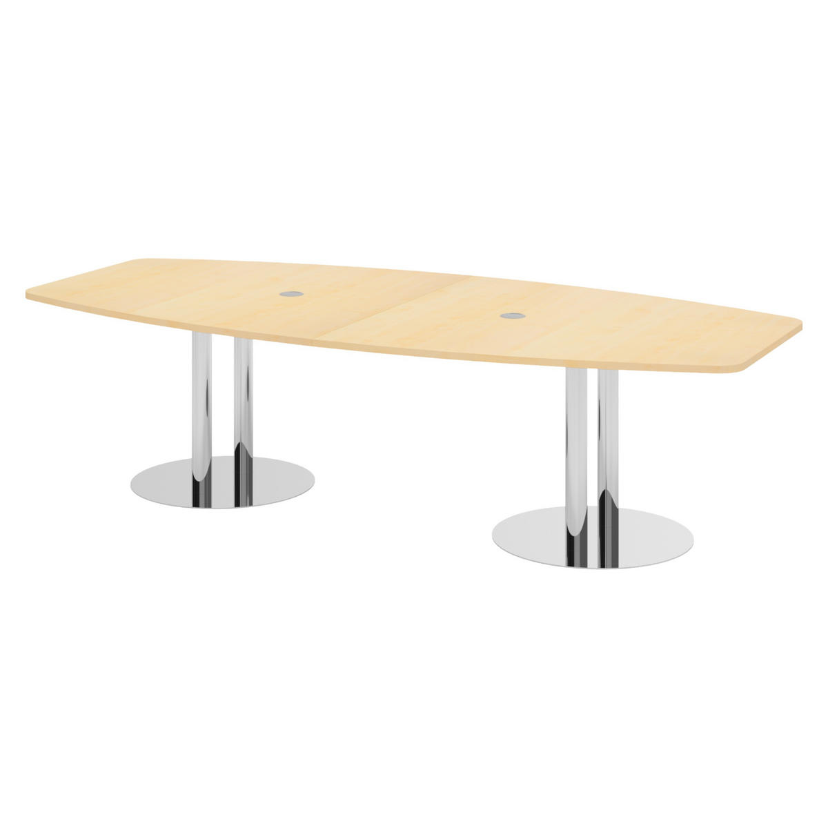 KONFERENZTISCH mittel KT28 130/280/74,5 cm in Ahornfarben/Chromsäulen - Chromfarben/Ahornfarben, Holzwerkstoff (130/280/74.5cm) - bümö