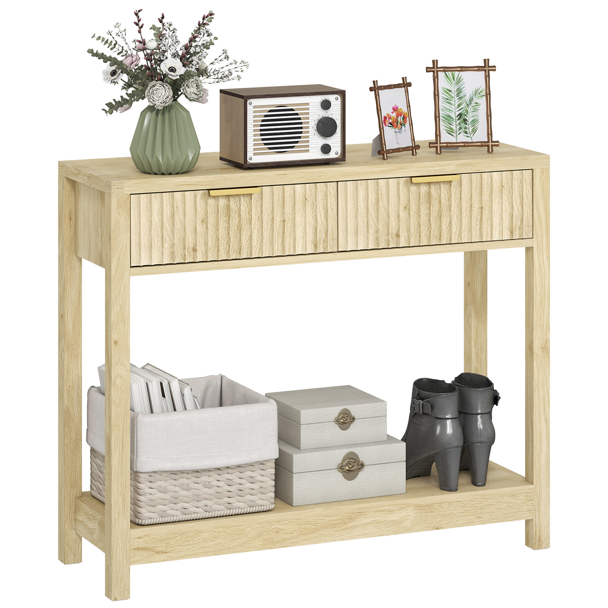 KONSOLENTISCH DE-16819 Naturholz - Naturfarben, Holzwerkstoff (90/30/76cm) - ComfortXL