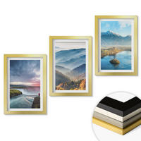 WANDBILDER 3er Set - 20x30 cm Goldrahmen - Berglandschaften, Wasserfälle - Goldfarben, Kunststoff (20/30cm) - ArtPrintCave