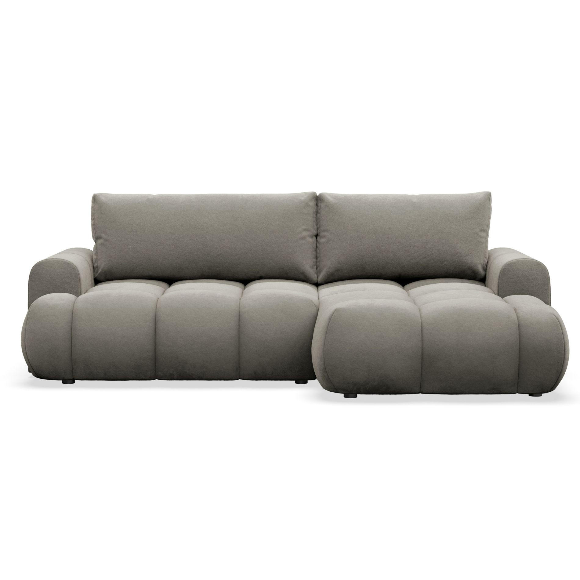 ECKSOFA Ombo Graubraun Velours 280 cm - Hellbraun/Schwarz, Kunststoff/Textil (284/167cm) - Selsey