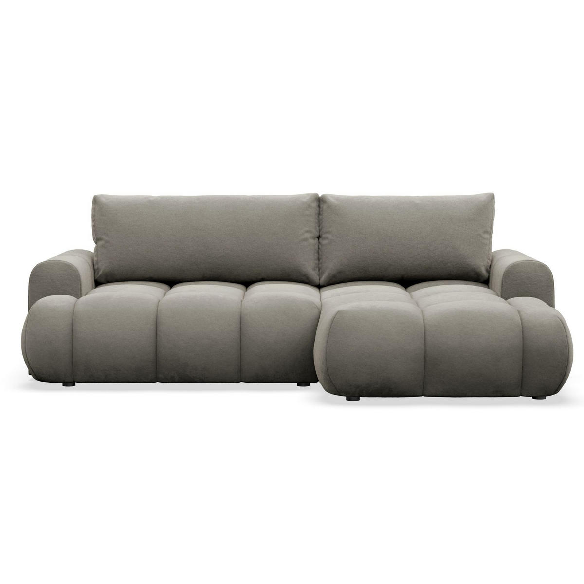 ECKSOFA Ombo Graubraun Velours 280 cm - Hellbraun/Schwarz, Kunststoff/Textil (284/167cm) - Selsey